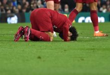 Selebrasi sujud syukur Mohamed Salah dalam laga Premier League 2022/2023 Leeds United vs Liverpool, Selasa (18/4/2023) (c) AP Photo/Rui Vieira