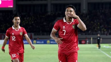 Selebrasi gelandang Timnas Indonesia U-23, Marselino Ferdinan setelah membobol gawang Chinese Taipei di Kualifikasi Piala Asia U-23 2024 Grup K.